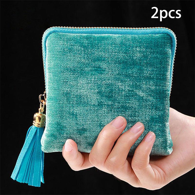 

Jewelry Storage Bag with Tassel Pendant Mini Zipper Organizer for Travel Storing Rings and Earrings MultipurposeGood Quality 1pcs синий