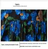 Blue Floral Cotton Linen Plus Size A-Line Dress - Summer 2023, Short Sleeve, Loose Fit