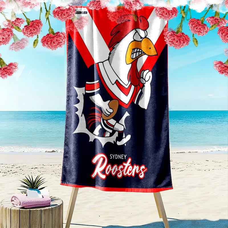 Sydney Roosters Legacy Print Beach Towel, Large Soft Quick Dry Towel for Beach Camping Swimming