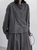 Women's Dark Style Pleated Wool Shirt: Slimming, Loose, Short, Long-Sleeved Japanese Design for Autumn & Winter