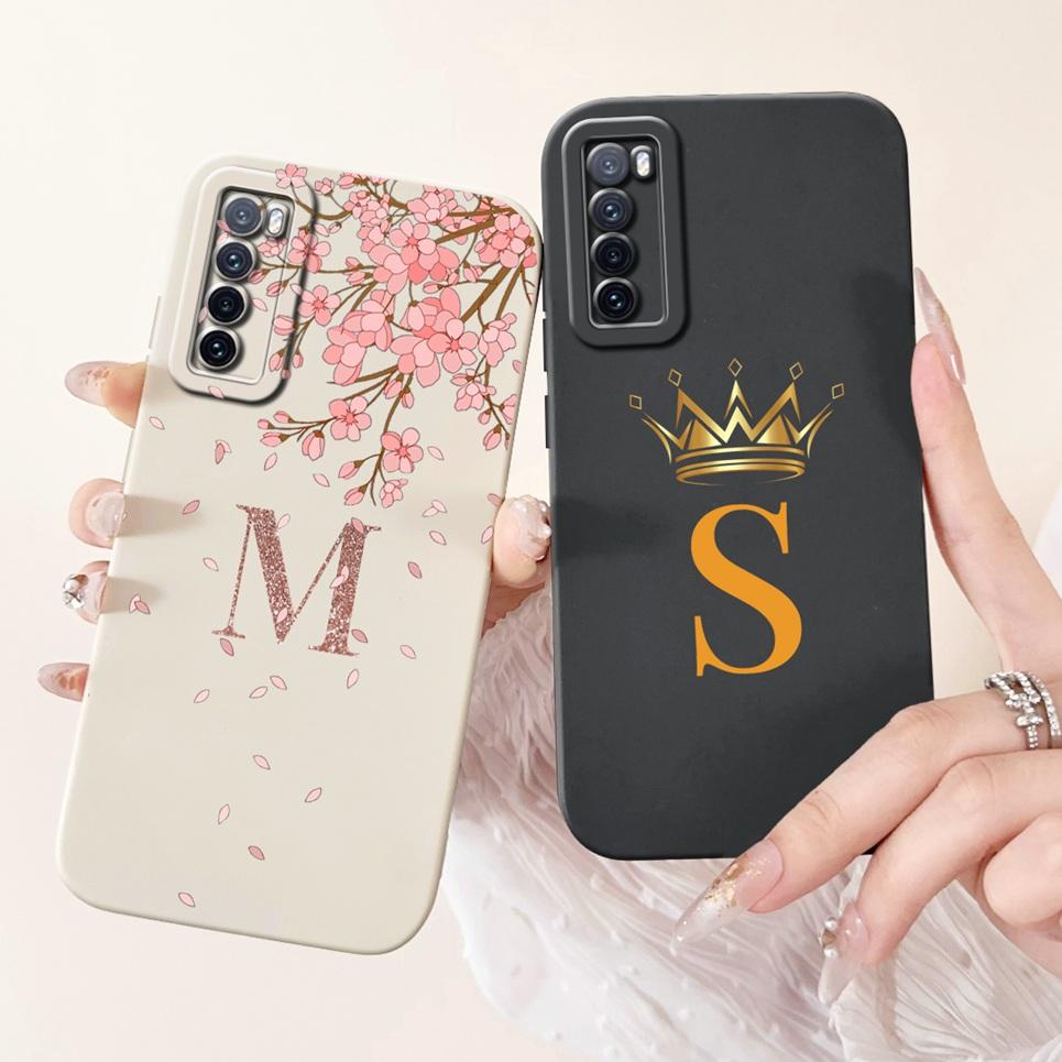 For Huawei Nova 7 Pro 7 SE Case 26 Letters Nickname Shockproof Silicone TPU Back Cover for Nova 7i Nova7 7Pro Soft Housing Etui