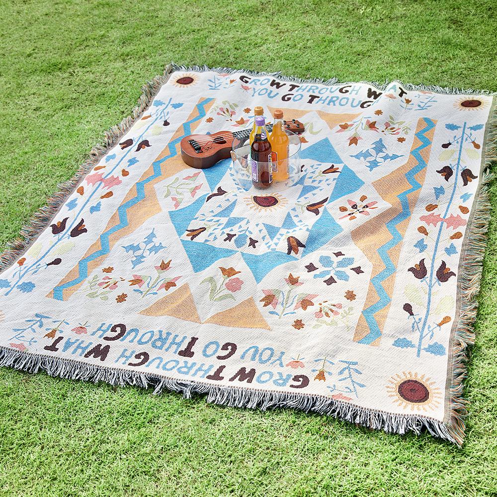 

Чехол на диван с принтом, одеяло для кемпинга, одеяло с нитью, богемное одеяло, скандинавский декор, уличное одеяло для пикника, стильные скатерти 130X160cm белый