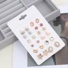 12 Pairs of Colorful Geometric Diamond Stud Earrings for Women - Fashionable and Unique