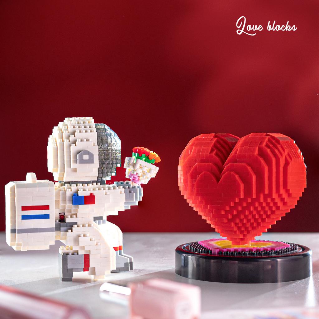 Adults Valentine's Day Micro Particle Building Blocks Toy Love Heart Mini Bricks Construction Set Girls Gift Assembling Boy Toys