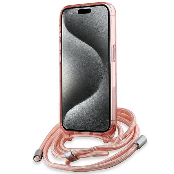 Karl Lagerfeld Klhmp15Shckcklcp Iphone 15 / 14 / 13  6.1 Rosa/Pink Hardcase Iml Crossbody Monogram Karl & Choupette Head Magsafe