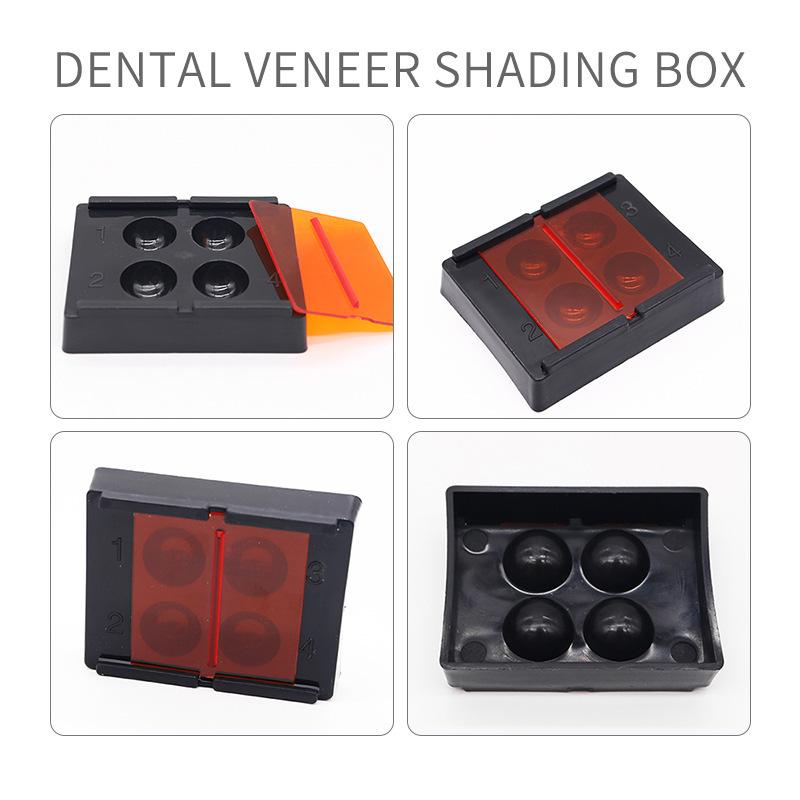 1pc 4holes Dental Resin Shade Light Box Composite Protector Veneer Storage Box Denture Teeth Patch Shading Organizer Tool