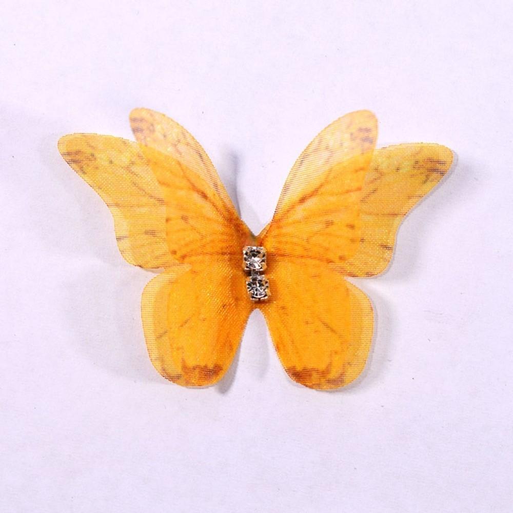 50Pcs Double-layer Chiffon Butterfly Embroidered Patches  Bridal Hair Accessories