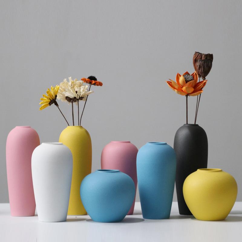 Kleine Keramische Bloemenvaas Scandinavische Stijl, Minimalistische Huis Hotel Tafeldecoratie voor Droge Verse Bloemen, Hydroponische Plantenbak