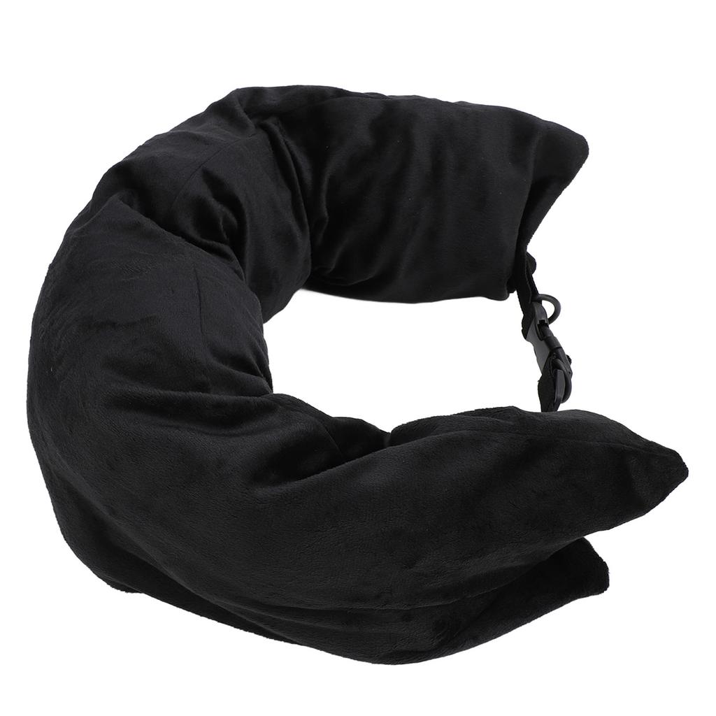 Cestovní krční polštář plnitelný s nastavitelným popruhem U tvar Měkký Sbalitelný Plnitelný Cestovní polštář Úložný vak Černý