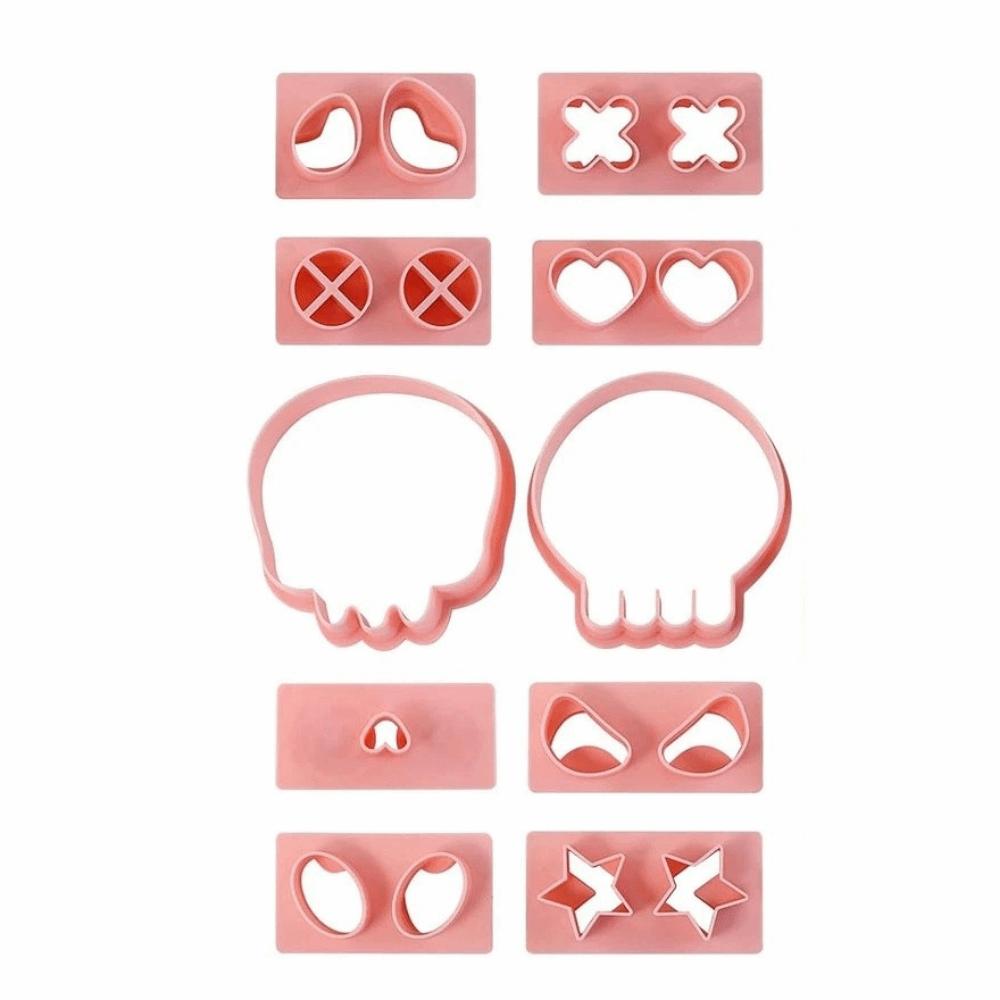 10Pcs/Set DIY Skull Cookie Cutter Cartoon Cookie Stamp Halloween Biscuit Mold Baking