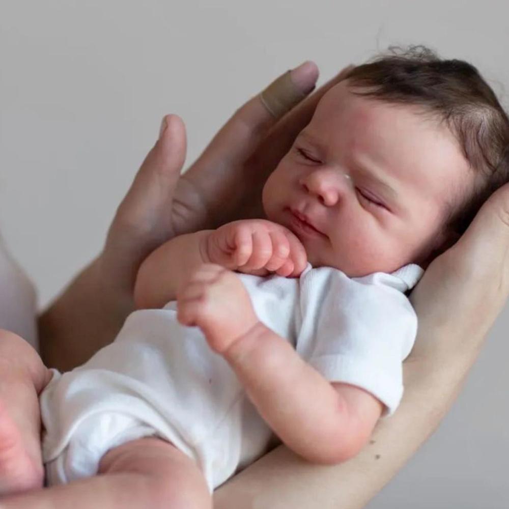 BZDOLL 46cm 18inch Asleep Art Reborn Baby Doll with 3D-paint Skin and Hand painting, Bebe Sleeping Girl Cloth Body Toy Lovely Kids Birthday Gift