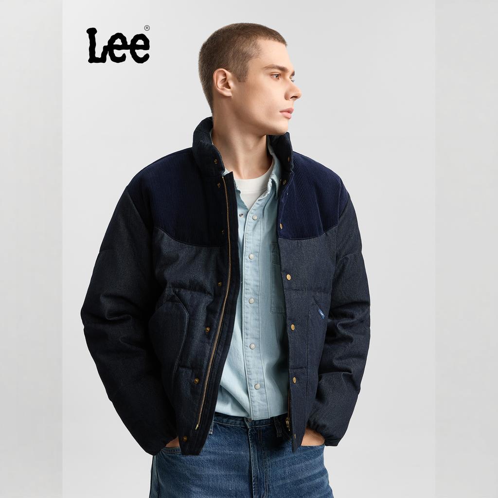 FW25 Warm Fufu Comfortable Stand Collar Spliced Fabric Design 101 Plus Warm Regular Long Sleeve Loose Casual Down Jacket LMT0110165FQ00F898L00