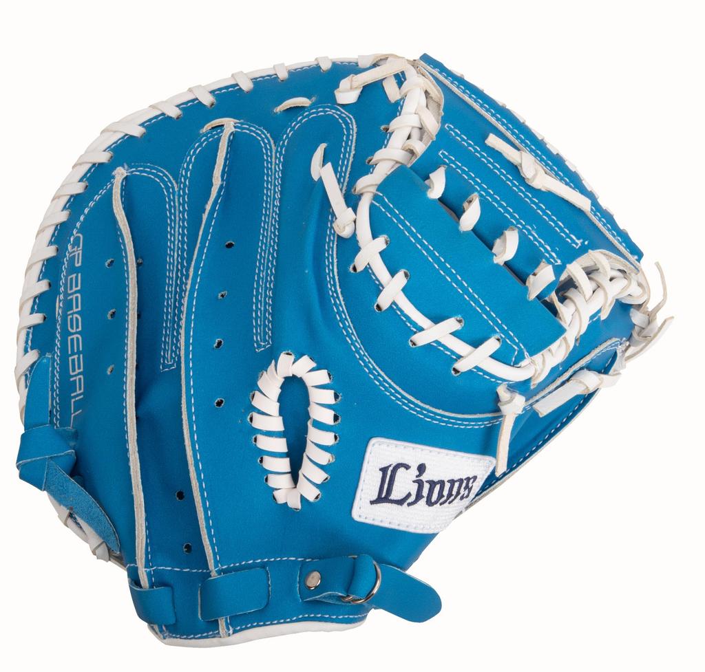 Saitama Seibu Lions x GP Baseball Blue Catcher's Mitt, Adult, Softball, Right-Handed Throw,