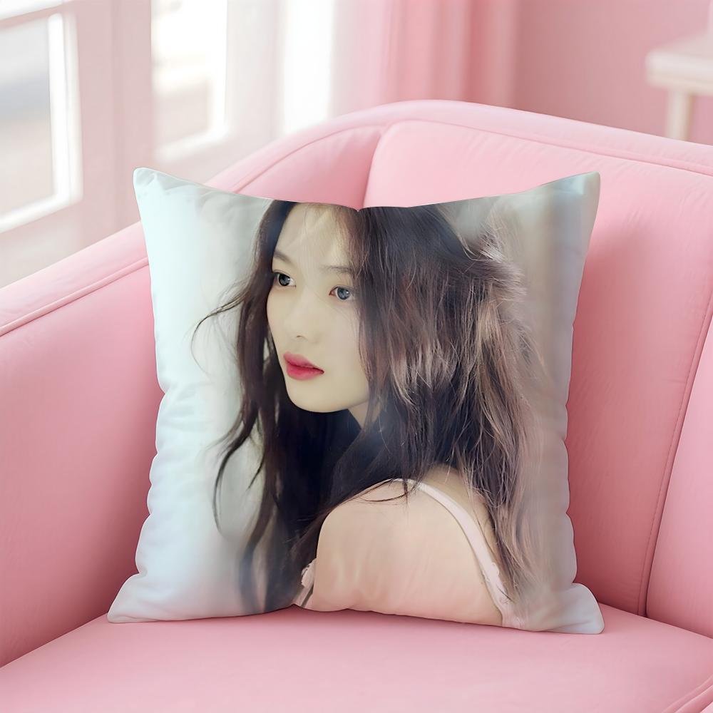 Hot Kpop Charming Korean Actor KKim Yoojung Cushion Cover Pillowcase Short Plush Invisible zipper Room Sofa Cushion Cover