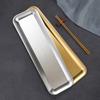 Stainless Steel Rectangular BBQ Plate Korean Style Roasting Pan for Meat Snack Dessert Tray Sushi Dish for Home Kitchen