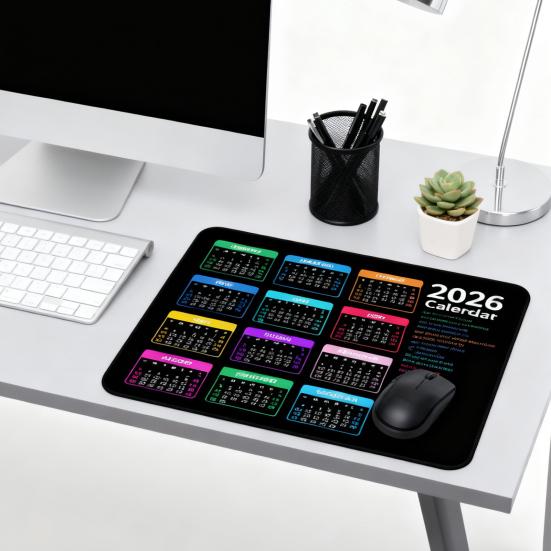 2026 Calendar Mouse Pad with Non-slip Rubber Base Rectangle Waterproof Home Office Gaming Computer Laptop Mousepad Desk Mat PC Accessories