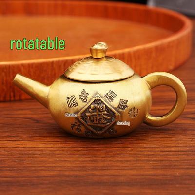 Brass Horse Yuanbao Handle Pot Desktop Ornament for Decompression