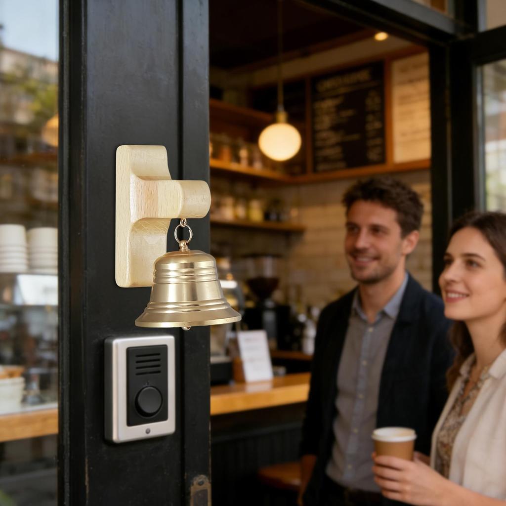 Magnetic Wooden Chime Decorative Copper Bell Magnetic Wooden Chime Reminder Door Bell Entrance Bedroom Welcome Doorbell