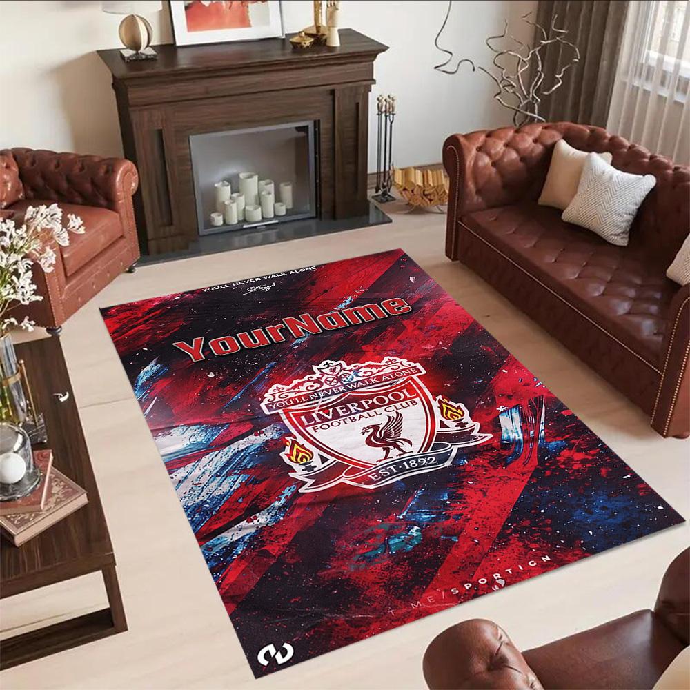 Liverpool Customize Your Name Floor Rug Office Rug Design for Bedrooms Hallway Living Rooms Balcony Antislip Carpet Anime Office Decor