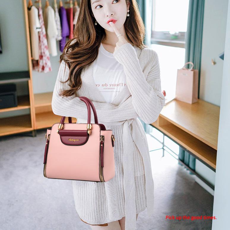 Módní barevně kontrastní kabelka, prošívaná crossbody kabelka, dámská elegantní kancelářská a pracovní kabelka