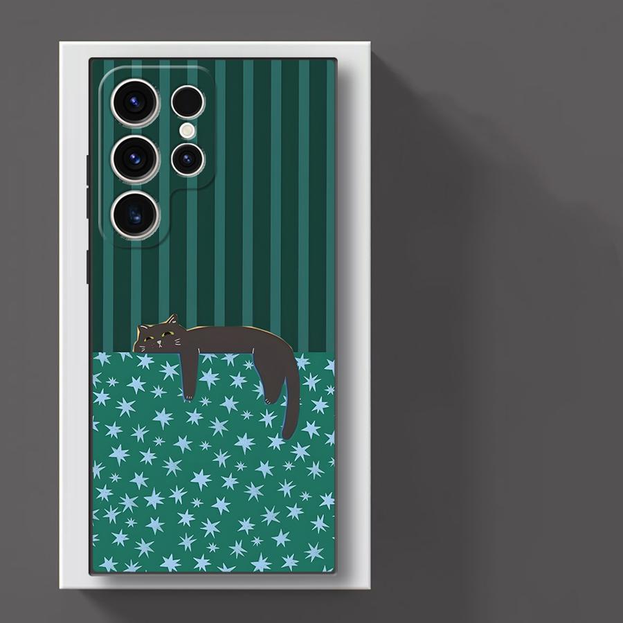 Hülle für Samsung Galaxy S26 S20 S23 S21 FE S10 S9 S25 Ultra S24 Plus Note 20 Ultra 8 9 10 Funda Handyhülle Cartoon Gitter Katze