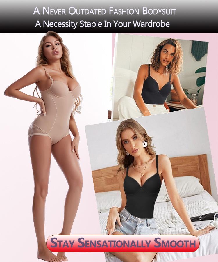 Explosive Style Body Shaping One-Piece Suit with Bra Support - Tummy Control Deep V Design