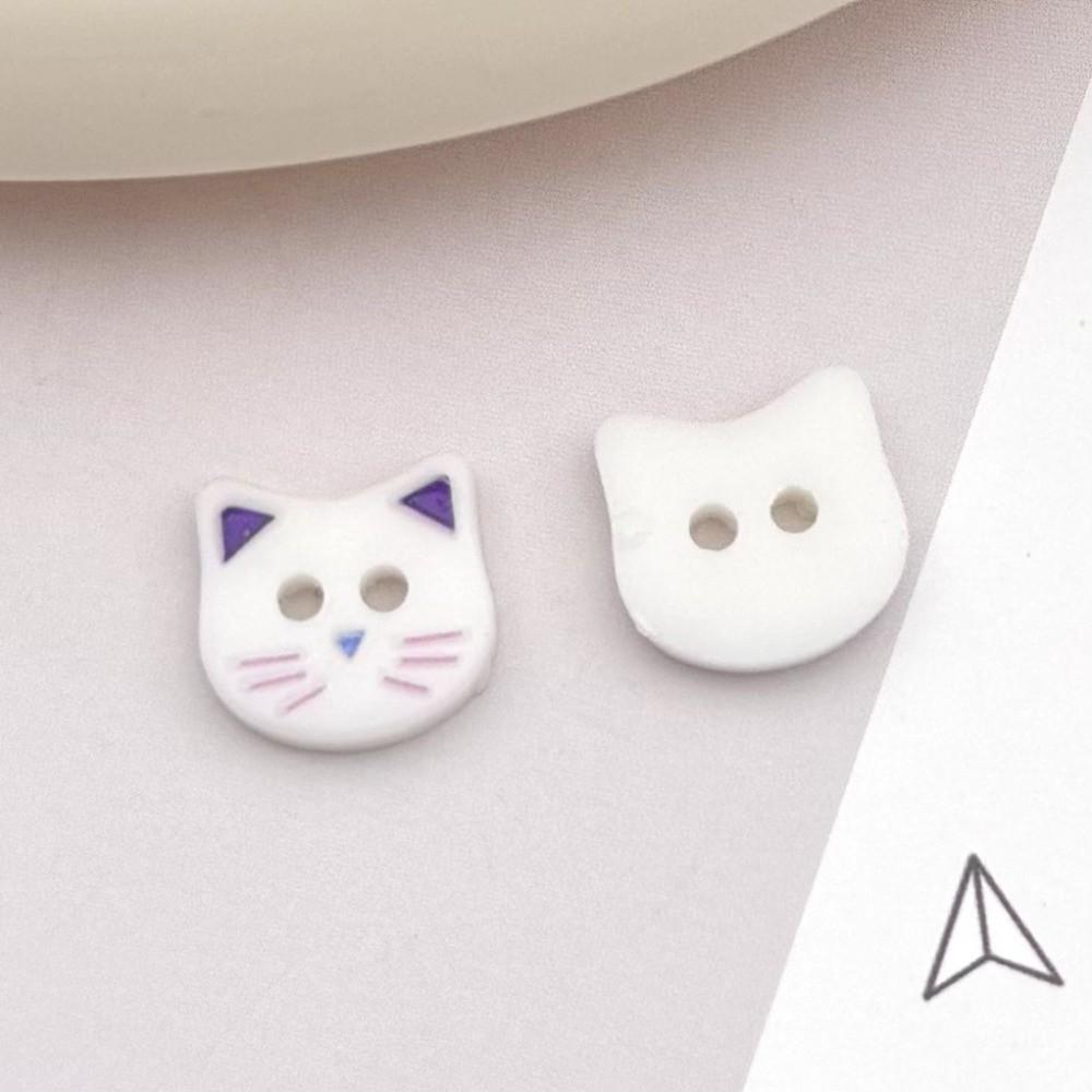 40pcs Creative Kitty Buttons 12mm Kitten Head Buttons Mini Calico Cat Buttons Clothing Coat