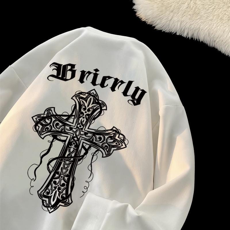 Herren Trendiger Hongkong-Stil Langarm-Innenpullover - Plus Samt, Kapuzenlos, Frühling/Herbst/Winter