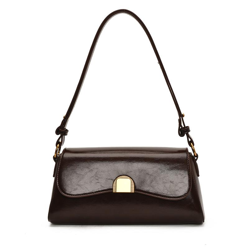 

Сумка-багет женская новая ретро из кожи с масляной восковой пропиткой, на плечо, кроссбоди, нишевая, универсальная