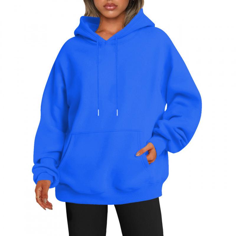 European and American Style Solid Color Women's Thick Hooded Sweatshirt, Autumn Edition, Customizable Logo.