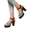 Fashion 2025 Summer Open Toe Women's Sandals Platform Mixed Colors Buckle Strap Chunky Heels Sandals Fashion Plus Size Dress Party Shoes