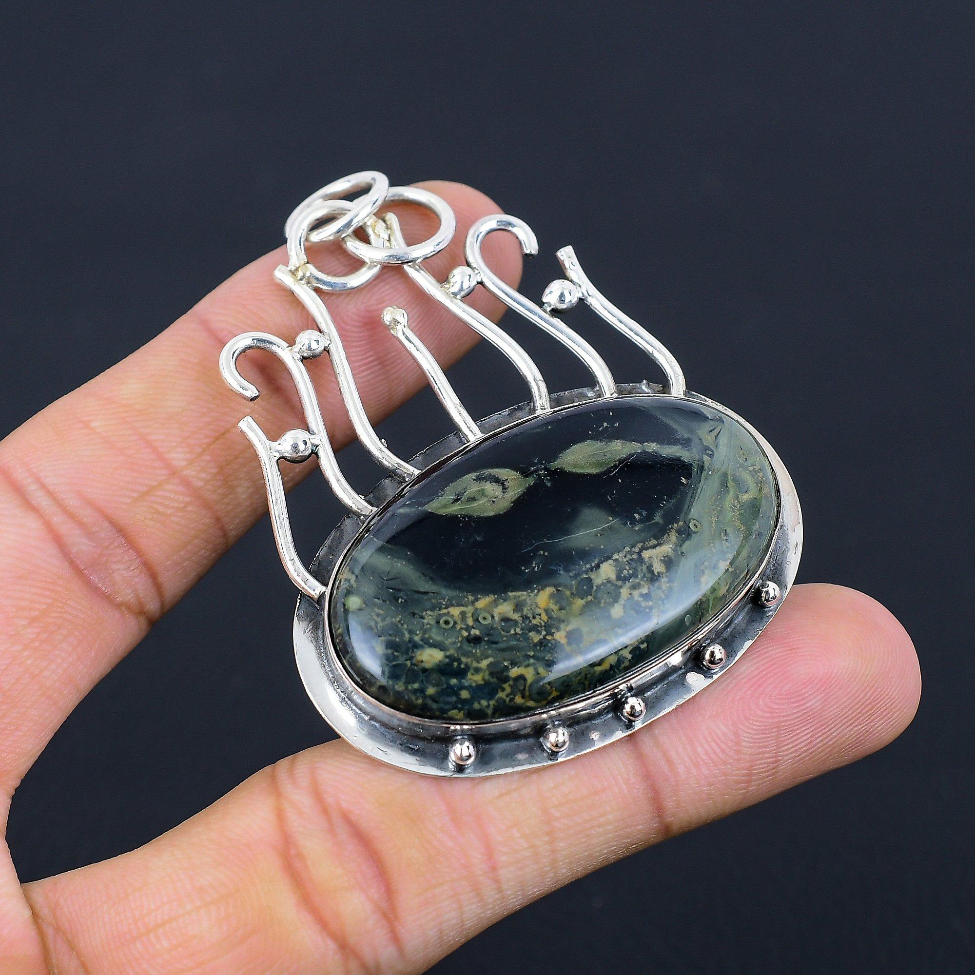 Натуральный камень Камбаба Яшма Ювелирное изделие Подвеска из стерлингового серебра 925 пробы для женщин