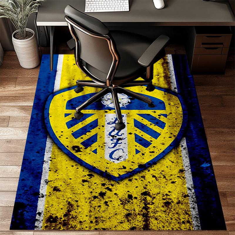 Leeds Crest Design Printed Office Carpet Chair Cushion Entryway Rug, Rugs for Living Room, Bedroom Christmas gifts