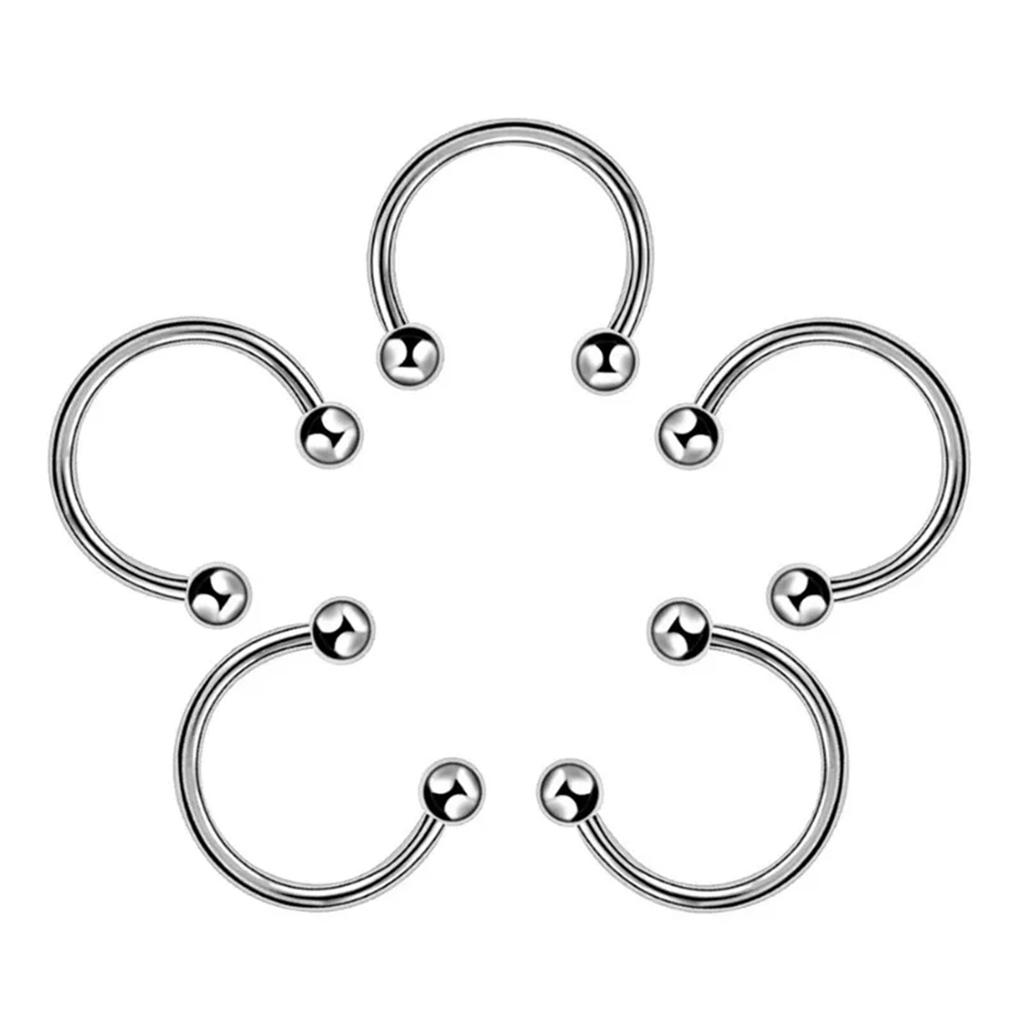 2 5 Pcs 16G Punk Stainless Steel Horseshoe Septum Nose Ring Cartilage Helix Ear Piercing Jewelry For Women Men