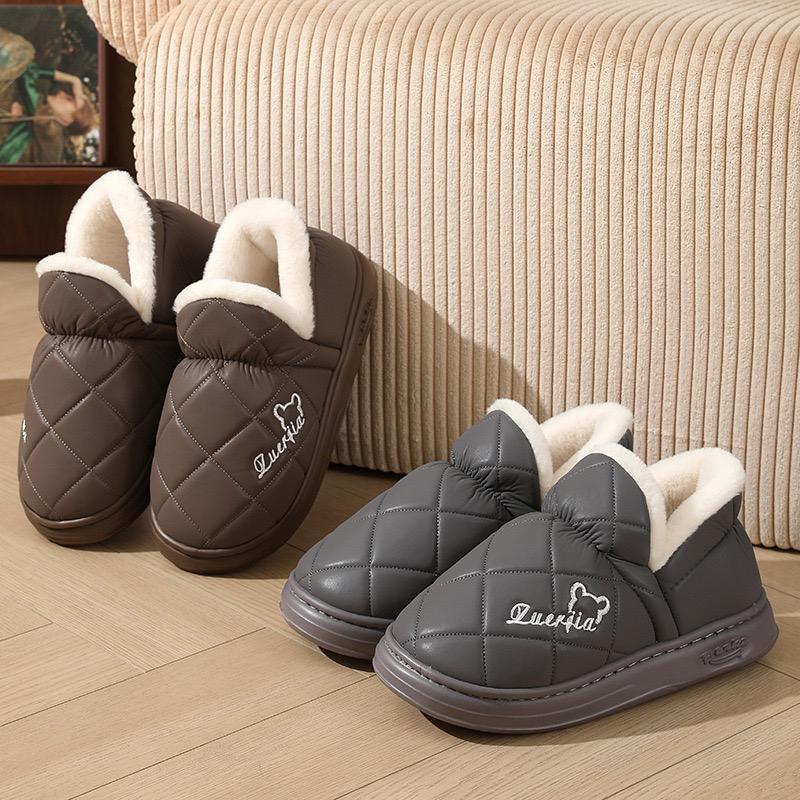 Roztomilé medvídkové nepromokavé bavlněné boty Dámské jednobarevné s tlustou podrážkou Platforma Sněhule Pohodlné Nadýchané Krátký plyš Botas Boty