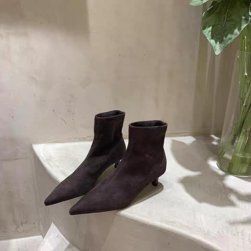 Autumn Winter Pointed Toe Ankle Boots Women Designer Vintage Thin Low Heel Shoes Modern SHort Botas Zapatos De Mujer