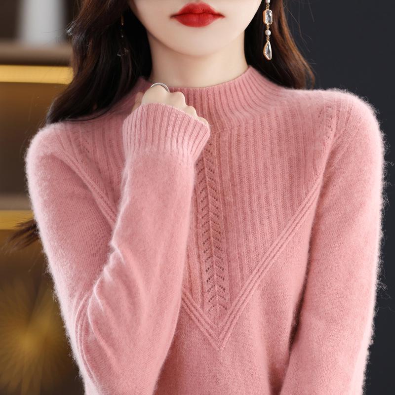 Women's 2023 New Fashion Wool Sweater - Spring & Autumn Solid Color Loose Knitwear