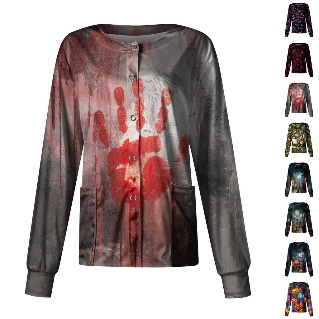 Women's Casual Long Sleeve Single Breasted  Printed Dry-nurse Top