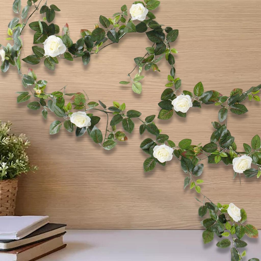 Artificial Rose Vines Rose Garland Hanging Faux Leaves Floral for Indoor Outdoor
