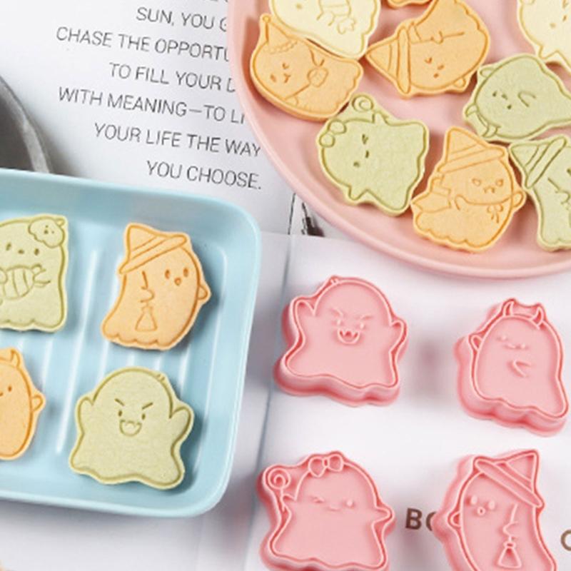8Pieces Cookie Molds Halloween Biscuit Cutter Ghostly Shape Cookie Molds Baking Tool Suitable for Familys Gatherings