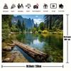 2D Yosemite Backdrop, Forest River Mountain Photography Background
