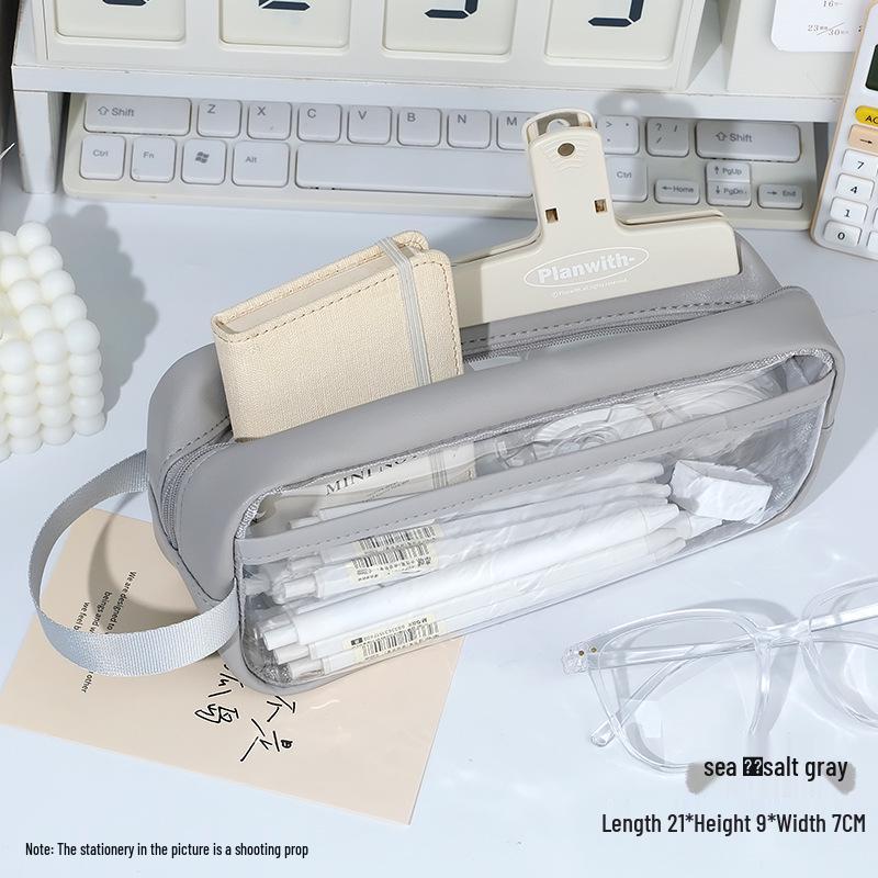 Transparent Waterproof Large Capacity Stationery Bag - Milk Salt Style Portable Pencil Case