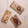 T02C!Wooden Tray With Metal Handles, Stylish Farmhouse Decor Serving Platters,For Food, Coffee Table, Parties, Restaurants