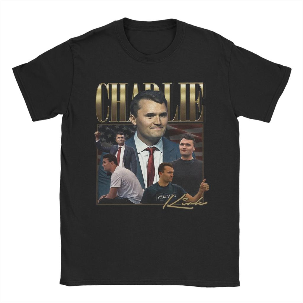 Men's Charlie Kirk T Shirts 100% Cotton Tops Fashion Short Sleeve Crewneck Tee Shirt Gift Idea T-Shirt