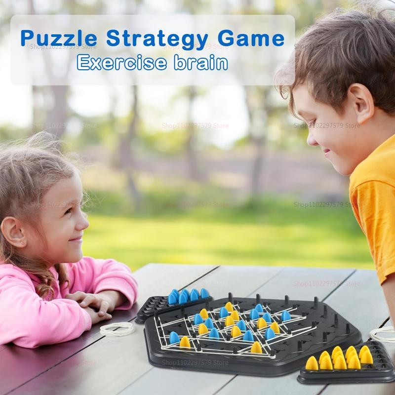 New Geometry Chain Chess Puzzle Triangle Chess Desktop Game Rubber Band Training Family Interaction Exercise Thinking Toys Gifts