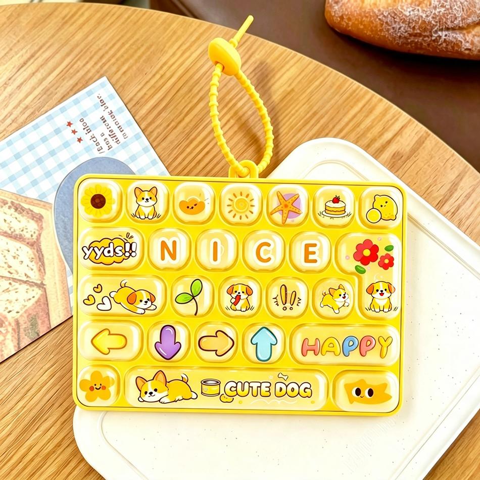 Candy Color 26 Key Fidget Keyboard Keychain Cartoon Animal Stress Relief Keycap Clicker Hand Relax Toy Bag Pendant Party Favor
