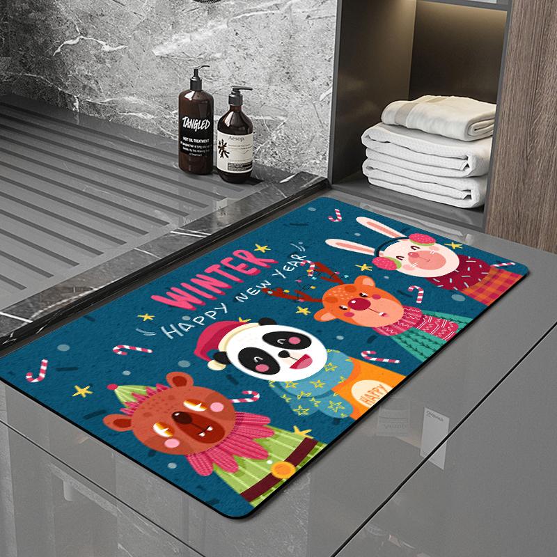 SANFAN Customizable Christmas Multipurpose Floor Mat Doorway Bath Mat Kitchen Mat