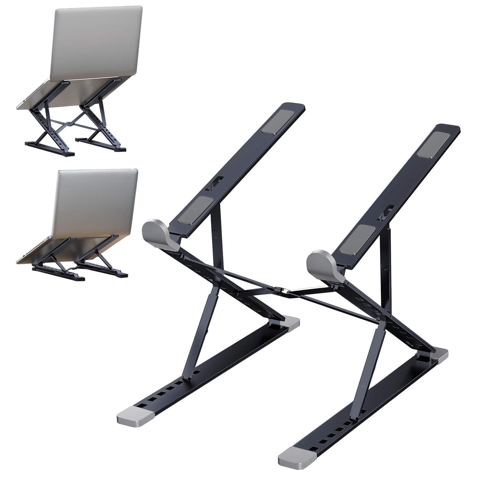 

Domstar Laptop Height and Angle Portable Aluminum Alloy PC Stand with Storage Bag Stand, Adjustable, Foldable, Non-Slip, (Black) чёрный