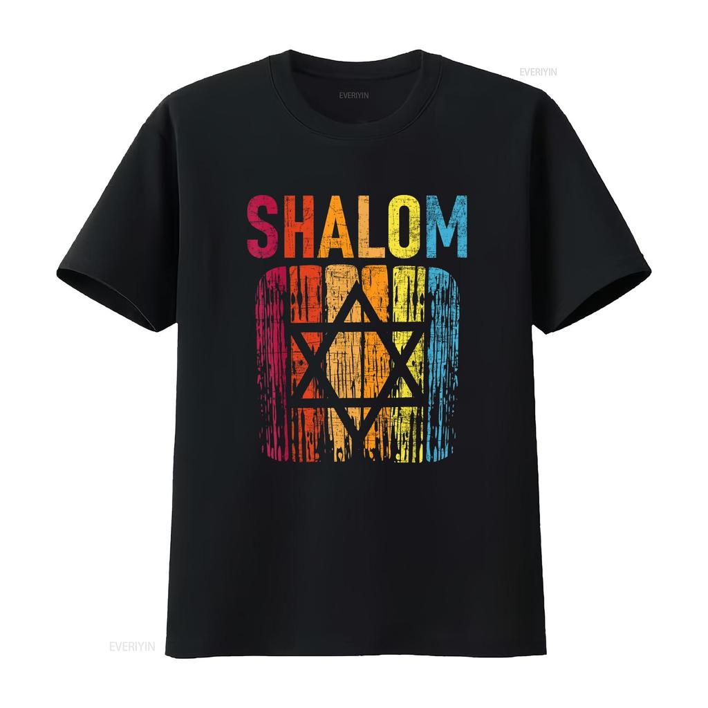 Shalom Retro Star Of David Jewish Peace Hebrew Israelites T Shirt vintage Washed Soft Casual designer clothes Slightly