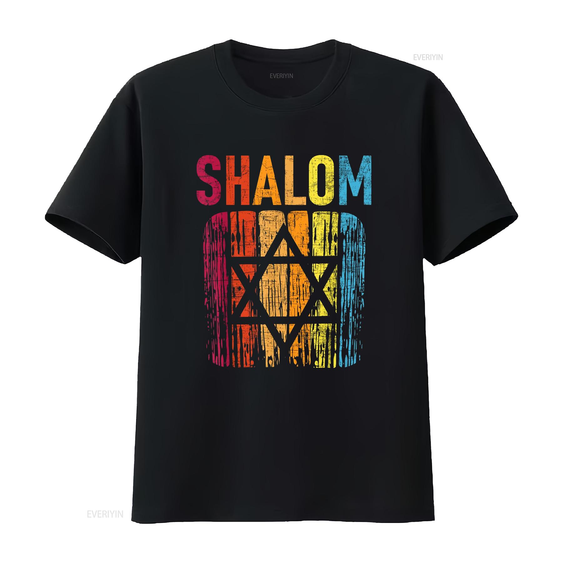 

Shalom Retro Star Of David Jewish Peace Hebrew Israelites T Shirt vintage Washed Soft Casual designer clothes Slightly 4XL